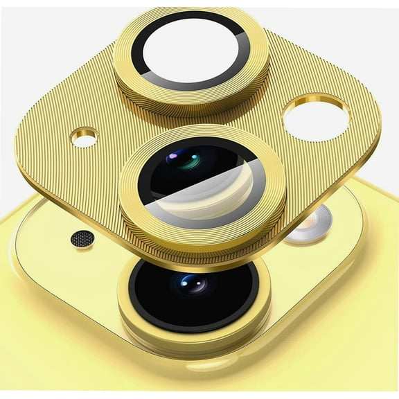 for iPhone 14/14 Plus Camera Lens Protector, Premium Tempered Glass Metal Cool Camera Lens Screen Protector for iPhone 14 6.1 inch /14 Plus 6.7 inch - Yellow