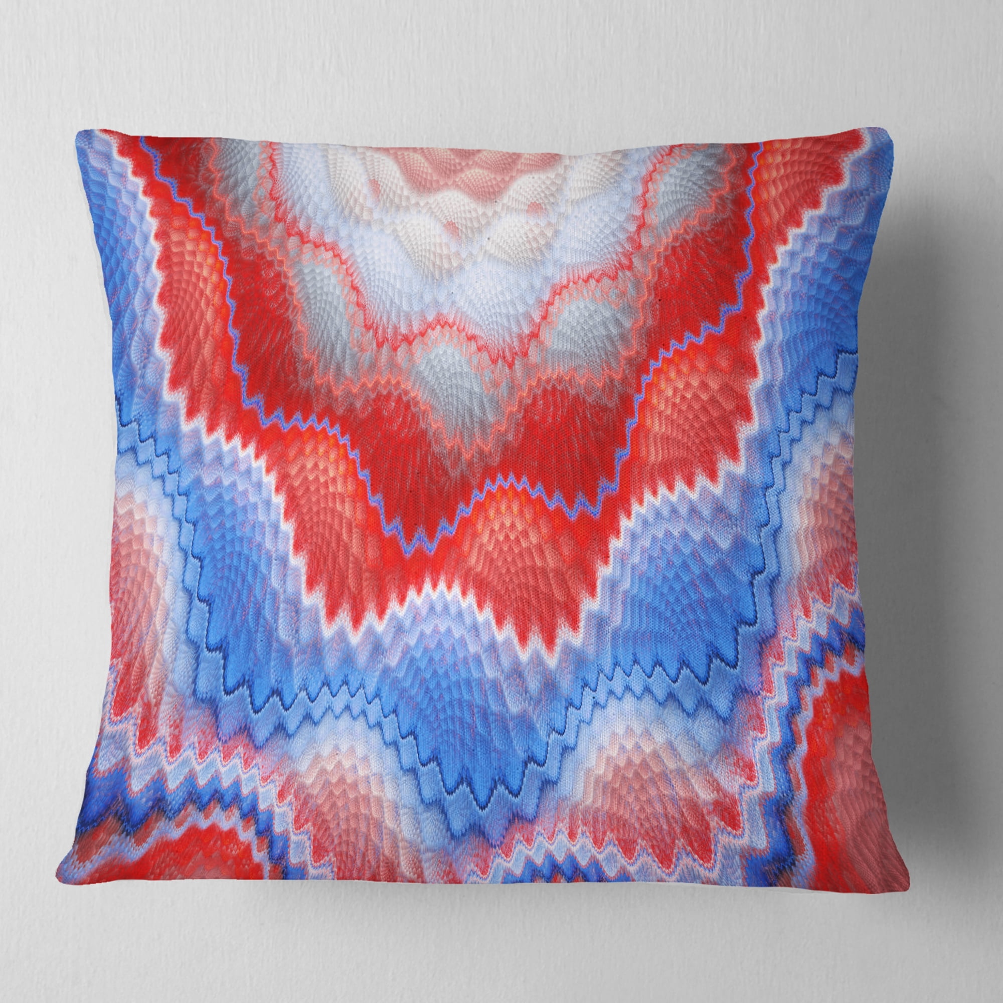 Designart Red Blue Snake Skin Flower - Abstract Throw Pillow - 16x16