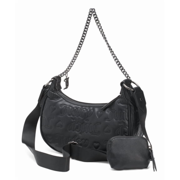 Juicy Couture Women’s Half Moon Crossbody Purse with Chain Strap & Removable Pouch, Black