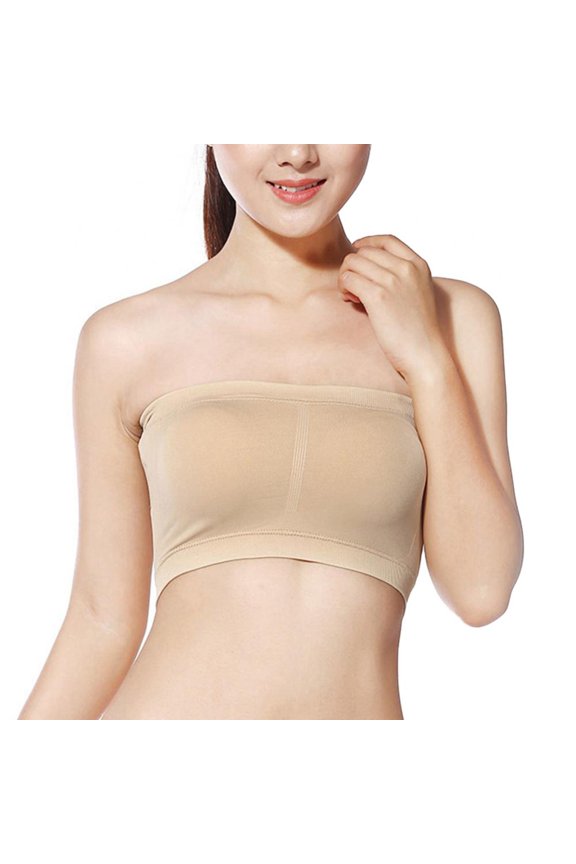Women's Wirefree Strapless Bra Seamless Bandeau Tube Top Sexy Invisible Bra for Small Chests