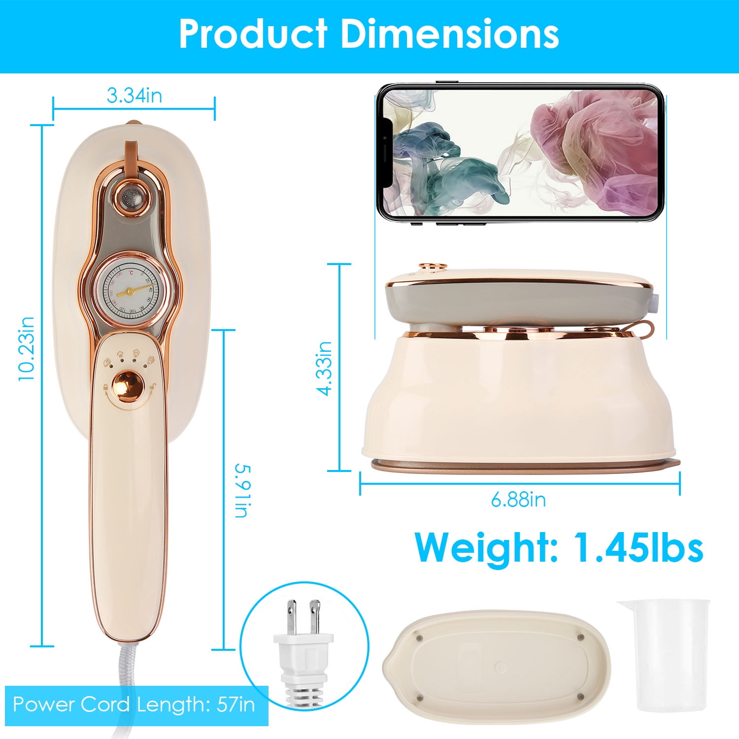 TeqHome Handheld Steamer for Clothes 1200W 180° Rotatable Travel Garment Steamer Support Dry Wet Ironing for Home Travel Gifts Blue