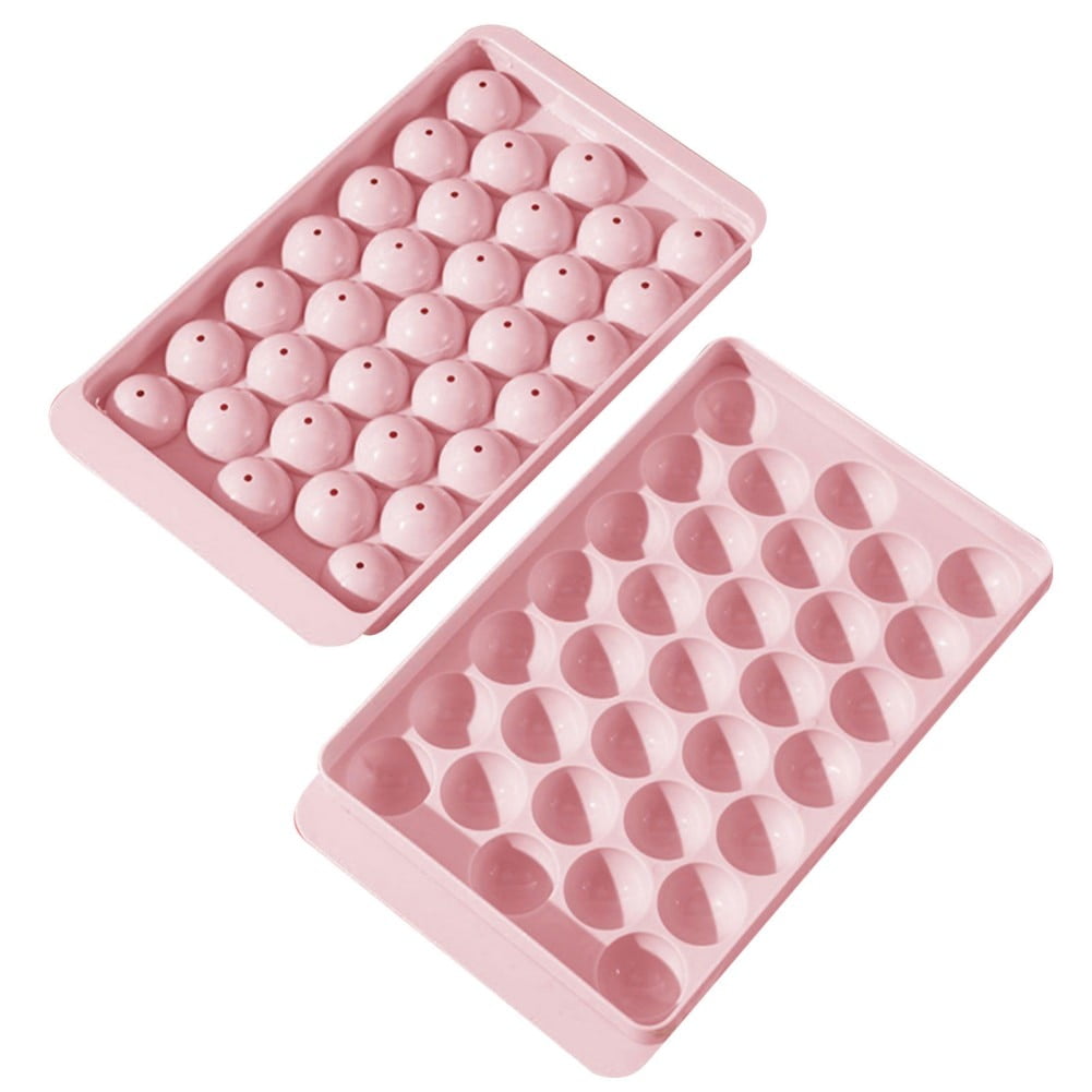 Vikakiooze Silicone Ice Tray Large 66 Ice Container Ice Box Cover Ice Round Ice Block Suitable for Tail Whisky Chocolate, Pink