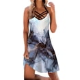 thumbnail image 2 of SMihono Robe d'Été pour Femmes Grande Taille Mode Femmes Décontractée Aguichant à Col en V Robes Imprimées d'Été Sans Manches à Lacets Robe Chandail, 2 of 4