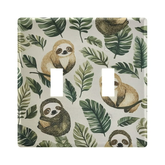 Switch Panel 4.48x4.56In Switch Plate Wall Panel Living Room Kitchen Bedroom Study Switch Panel Stylish Decoration Cute Sloth Seamless