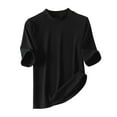 thumbnail image 2 of Odbmxy Elbow-Length T Shirts for Women Trendy Summer Women's Plus Size Tops Basic Holiday Leisure Relaxed Fit Plain Tops,Black 3XL, 2 of 9