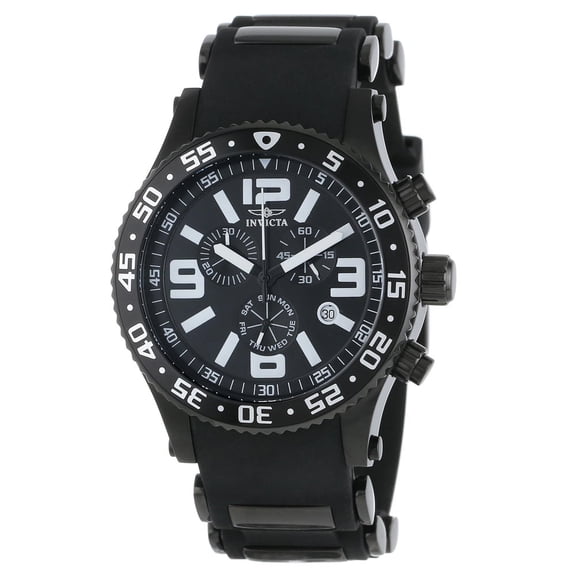 Invicta Men's 12144 Specialty Diver Black Dial Black IP Steel Black Rubber Strap Chronograph Watch