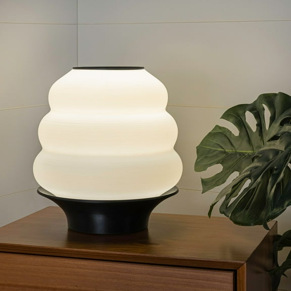 JONATHAN Y Honey Pot 12" Minimalist Classic Plant-Based PLA 3D Printed Dimmable LED Table Lamp, White/Black, USA1001B