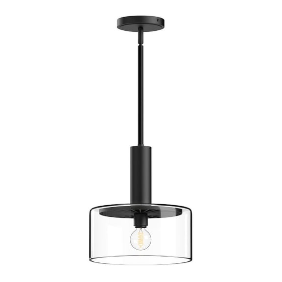 PD535010MBCL-Alora Lighting-Royale - 1 Light Pendant-11.63 Inches Tall and 10 Inches Wide   Matte Black Finish with Clear Glass