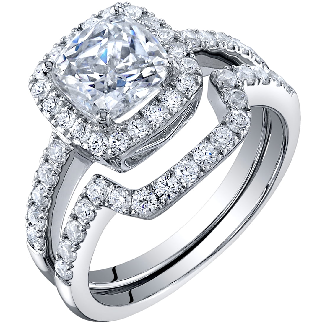 INTRICATE 4 CT Princess Cut Cubic Zirconia Bridal Engagement Wedding Ring SIZE 7 