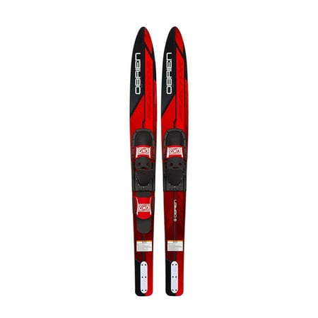 O Brien Reactor Water Skis with Adjustable Straps  67 Inches  Red & Black