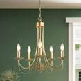 thumbnail image 2 of LNC 5-Light Matte Gold Candle Chandelier for Dining Room or Bedroom, 2 of 12