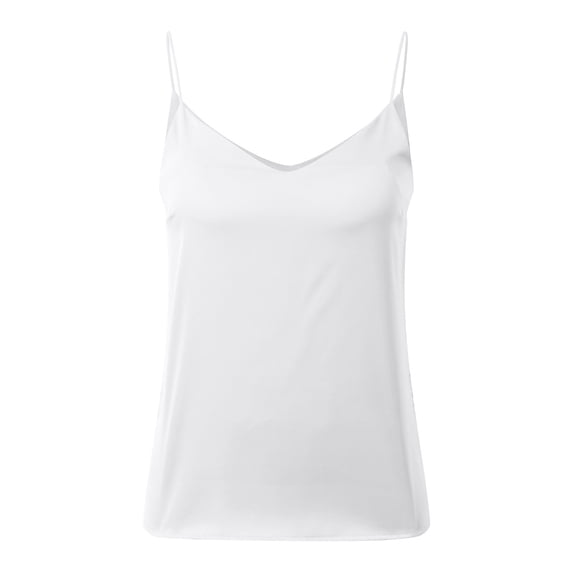 Womens Ice Silk Tank Tops with Built in Bras V Neck Spaghetti Straps Sleeveless Soft Camisole Tops Summer Cropped Tanks White, Size XL