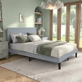 thumbnail image 3 of VECELO Queen Size Platform Bed Frame, Modern Upholstered Bed Frame with Adjustable Height & Nailhead Trim Headboard, No Box Spring Needed, Easy Assembly, Light Gray, 3 of 13