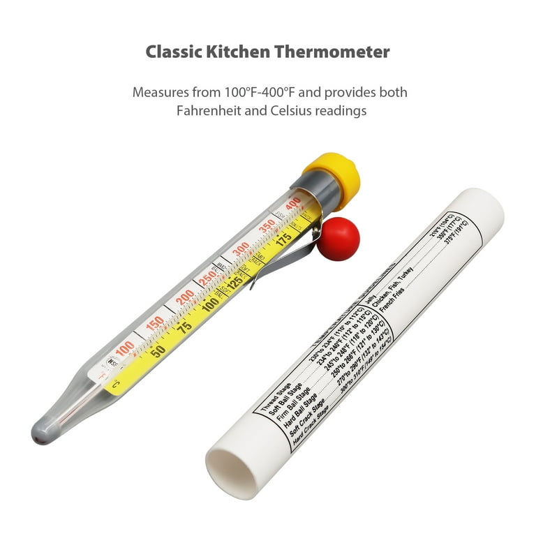 Candy Thermometer, Clip Attachment with Easy to Read Red and Black