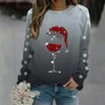 thumbnail image 2 of VJATTWR Mes Articles Chandail en Molleton de Noël pour Femmes Automne et Hiver Flocon de Neige Rouge Verre Dégradé Imprimé Col Rond Épaule Manches Longues Décontracté Sport Chandail en Molleton Get it Fast, 2 of 4