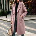 thumbnail image 6 of IUYRTFE Women's Long Overcoat Lapel Collar Button Down Knee Length Coat with Pockets Lined, 6 of 9