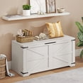 thumbnail image 2 of Uforic 39.4" Farmhouse Storage Chest, Storage Bench with 2 Safety Hinges, Retro Wooden Storage Organizer, Shoe Bench - White, 2 of 11