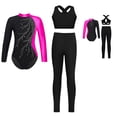 thumbnail image 5 of iiniim Gymnastics Dance Unitards for Girls Tumbling Ballet Leotards Biketards 3Pcs Activewear Rose 8, 5 of 6