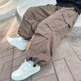 thumbnail image 6 of RMGVDSD Boys Baggy Cargo Pants Boys Cargo Pants Elastic Waist With Drawstring Casual Loose Fit Long Pants For Kids Trousers Fall Outfits 4-5 Years/Coffee, 6 of 7