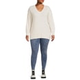 thumbnail image 5 of Heart N' Crush Women's Plus Size V Neck Dropped Shoulder Sweater with Metallic Trim, 5 of 5