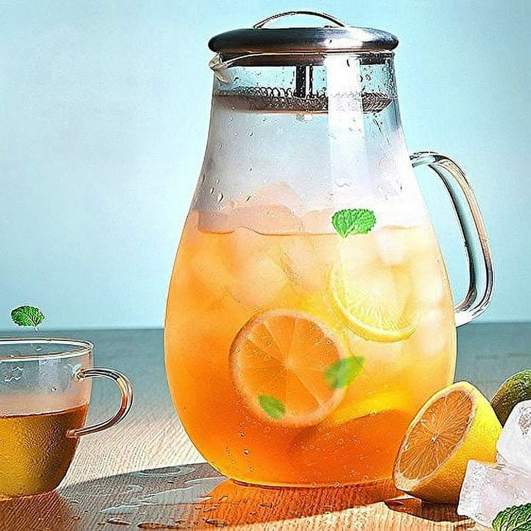 Hiware Glass Fruit Infuser Water Pitcher with Removable Lid, High Heat Resistance Infusion Pitcher for Hot/Cold Water, Flavor-Infused Beverage & Iced