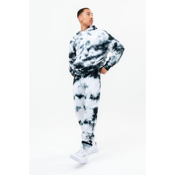 Hype - Pantalón de Chándal Tie Dye Diseño Continu8 para Adultos Unisex (Negro, Blanco)