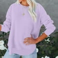 thumbnail image 5 of Womens Loose Sweatshirts Curved Side Split Hem Casual Trendy Pullover Tops Solid Color Long Sleeve Fall Clothes (XL, Purple), 5 of 7