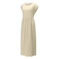 thumbnail image 3 of Frostluinai Savings Clearance plus size dress for women Women's Summer Maxi Dress Cotton and Linen Dresses Sleeveless Crew Neck Casual Loose Long Beach Retro Dresses with Pockets, 3 of 5