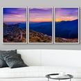 thumbnail image 3 of wall26 - 3 Panel Framed Canvass Wall Art - Majestic Natural Landscape Triptych Framed Canvass Series - Purple Mountain Sunset - Giclee Print Wrap Modern Home Art Ready to Hang - 16"x24"x3 W, 3 of 5