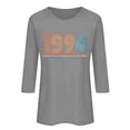 thumbnail image 4 of HOMBOM T-Shirts for Women Summer Graphic Tees 3/4 Sleeve Retro 1996 Print Graphic Gray Crew Neck Ladies Tops, 4 of 4