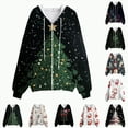 thumbnail image 4 of Towmus Fall Clothes for Women Snowflake Print Graphic Xmas 2025 Zip Up Long Sleeve Hooded Sweatshirts Drawstring Winter Coat, 4 of 6