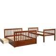 thumbnail image 4 of Multifunctional Bunk Bed, Twin Over Full Bunk Bed with Ladders and Two Storage Drawers, Wood Bunk Bed for Kids Teens Adults, Can Be Separated into 2 Frames, No Box Spring Needed, Walnut, 4 of 7