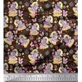 thumbnail image 1 of Soimoi Brown polyester Crepe Fabric Insect & Teddy Bear Kids Fabric Prints by Yard 42 Inch Wide, 1 of 3
