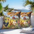 thumbnail image 4 of Outdoor Pillow Cover Rooster Flowers Trees Set of 2 Waterproof Throw Pillowcases Vintage Farmhouse Decorative Patio Furniture Pillows for Couch Garden Indoor & Outdoor Use, 4 of 9