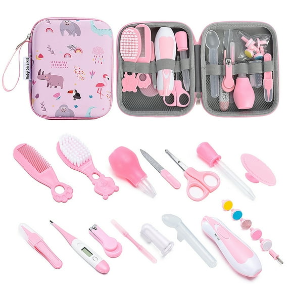Allhall 20 Pcs Baby Healthcare and Grooming Kit, Safety Newborn Nursery Baby Care Kit, with Hair Brush Comb, Nail Clipper, Thermometer, Newborn Essentials Girls Boys