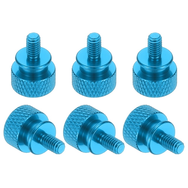 6 Pcs M4*0.7 Knurled Thumb Screw Computer Case Threaded Hand Tighten Screws for PC Case, Light Blue