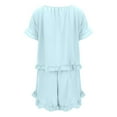 thumbnail image 6 of Krdevn Pajamas for Women Set - Women's Casual Solid Color Sleepwear Set with Bowknot Trim Short Sleeve Short Pajamas for Home Nightwear Comfortable Outfit,Sleepwear for Women,Size:L, 6 of 7
