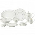 thumbnail image 1 of Lorren Home Trends La Luna Bone China 57-Piece Silver Embossed Design Dinnerware Set, Serves 8, 1 of 4