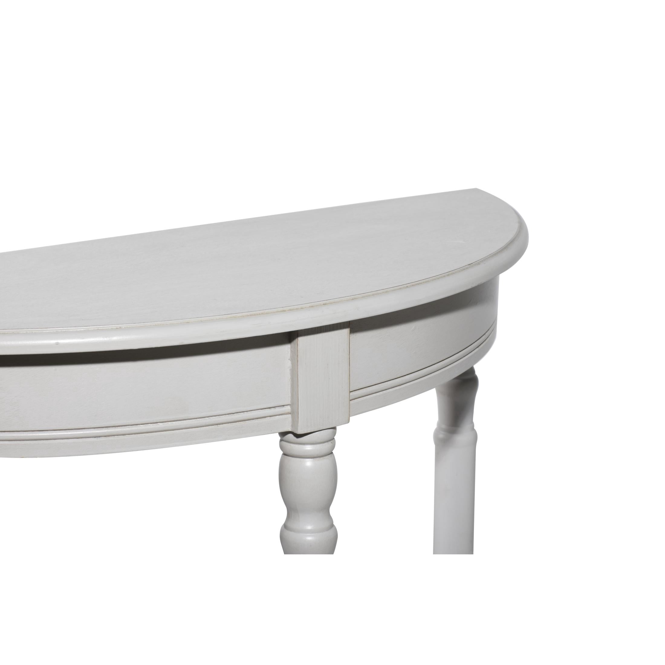 DecMode Cream Traditional Half Moon Shape Wood Console Table, 32"W x 32"H