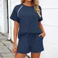 thumbnail image 2 of BOOMNY Womens 2 Peice Workout Shorts Sets Solid Short Sleeve Tops Shorts Outfits for Women Summer Casual Matching Sets, 2 of 5