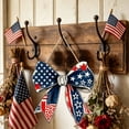 thumbnail image 6 of Solid Wood Front Door Welcome Sign Star Wreath Round Patriotic Decor for Independence Day Rustic Home Decorations Wooden Door Hanging Pendant with Rope for Wall Entryway Display, 6 of 6