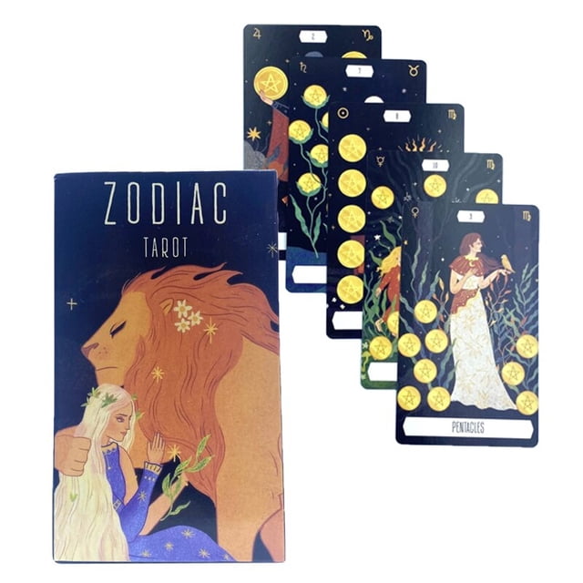 Cartas del Tarot del zodiaco, baraja de adivinación de Prophecy, juego de mesa de fiesta familiar, juego de adivinación con Manual, 12x7CM Fivean unisex
