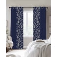 thumbnail image 2 of Japanese Black Out Curtains 72 Inch Long, Light Blocking Drapes with Black Liner, Navy Blue Country Flowers Leaves Aesthetic Thermal Blackout Curtains for Bedroom Living Room 52"x72" 2 Panels, 2 of 8