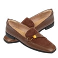 thumbnail image 3 of Zapatos de cuero para mujer, estilo retro francés, puntera cuadrada, zapatos de vestir de goma antideslizantes para mujer, para oficina, negocios, al aire libre, marrón oscuro, 38, talla EU, 3 of 12