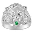 thumbnail image 1 of RYLOS Rings Sterling Silver Lion Head Ring Amazing Conversation Starter Diamonds Eyes & Emerald Mouth Rings Size 9, 1 of 7