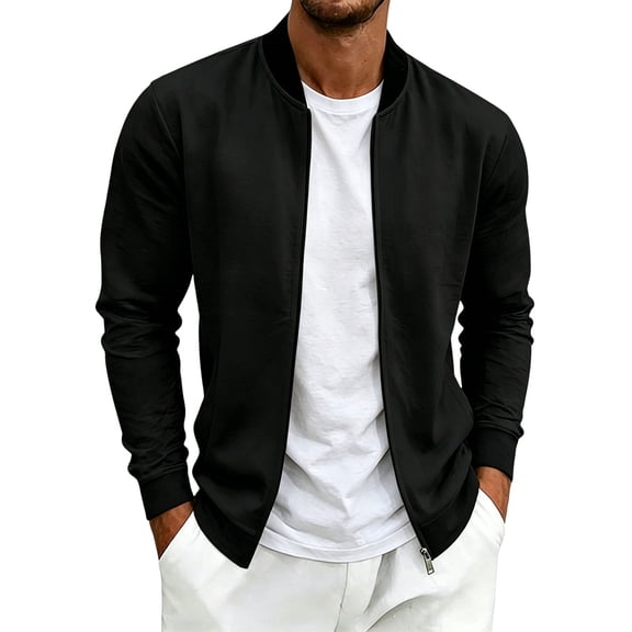 YUGYXL Long Sleeve Shirts for Men Fall Big and Tall Sport Shirt Classy Casual Baggy Fit Athletic Tops Black Jackets