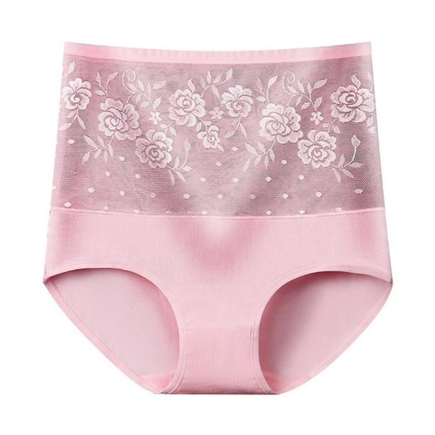Xmarks Women's Briefs Underwear Cotton High Waist Tummy Control Panties Rose Jacquard Ladies