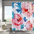 thumbnail image 2 of Watercolor Floral Shower Curtain Sets,Blush and Teal Leaves Flowers Bathroom Curtains,Modern Minimalist White Bath Curtain,Waterproof Fabric with 12 Hooks 72x72 Inches, 2 of 6