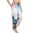 thumbnail image 3 of Cauagu Butterfly In Blossoms Zen Pajama Pants for Women Loose Fit Wide Leg Trouser Pants Casual Elastic Waist Drawstring Lounge Pants, 3 of 6