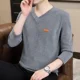 thumbnail image 4 of Suéteres de punto de gran tamaño para hombres, jersey de cuello en V con forro polar cálido para otoño e invierno, ropa popular coreana para hombre, 4 of 4